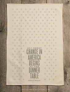 All Great Change Begins in America kitchen towel