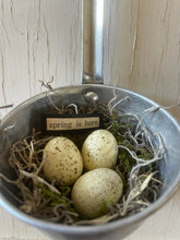 Load image into Gallery viewer, vintage eggs ladle kitchen utensil farmhouse handmade spring 
