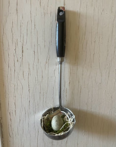 vintage eggs ladle kitchen utensil farmhouse handmade spring 